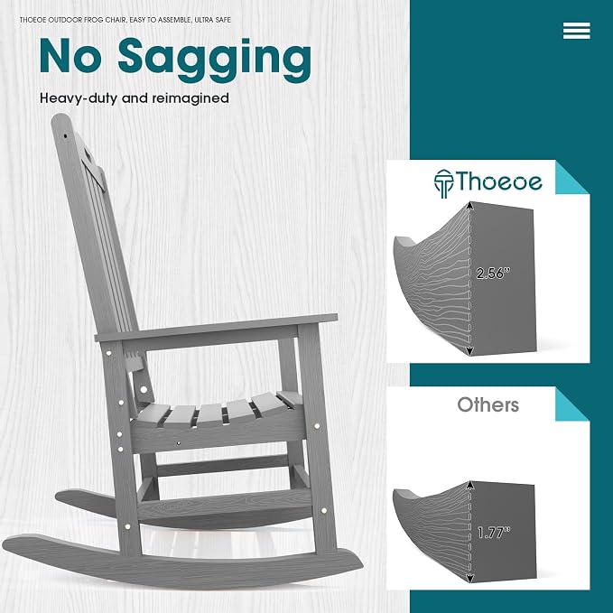 THOEOE Outdoor Rocking Chairs Set of 4, Oversized Patio Rocking Chair | HDPE - Image 6