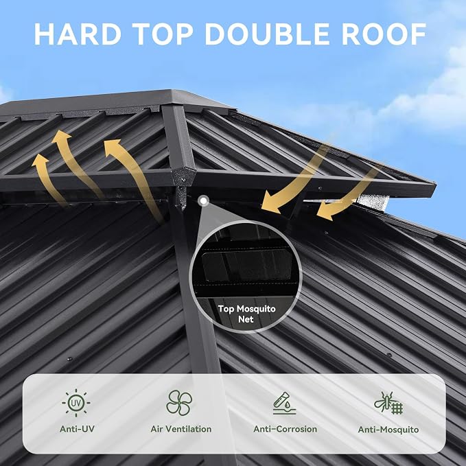 Aoxun Gazebo 12x14 Hardtop Gazebo - Image 6