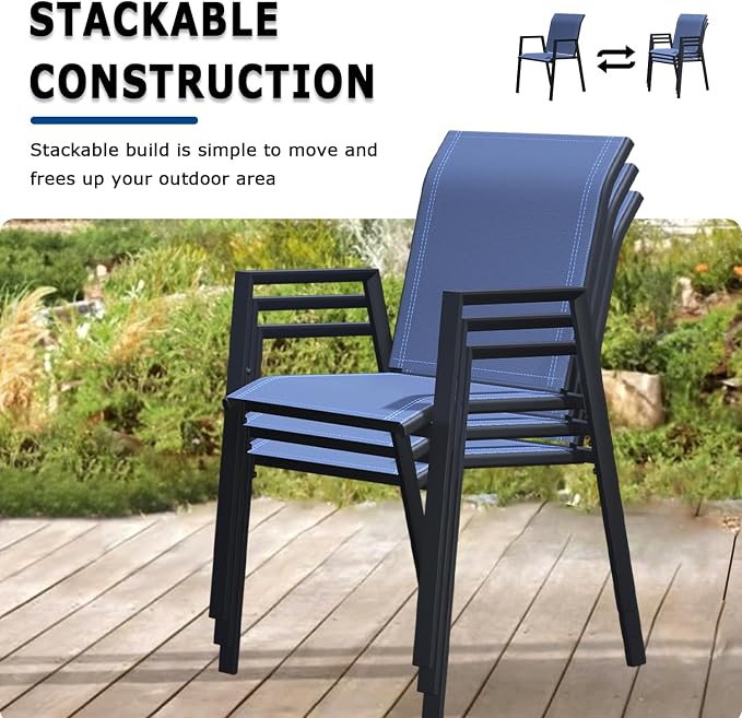 Outdoor Patio Chairs Set of 6, Lightweight Patio Set - Image 2