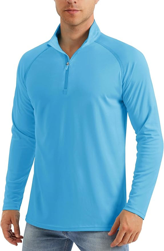 MAGCOMSEN Men's Long Sleeve Sun Shirts UPF 50+ Tees 1/4 Zip Up Fishing Running Rash Guard T-Shirts Outdoor Shirt