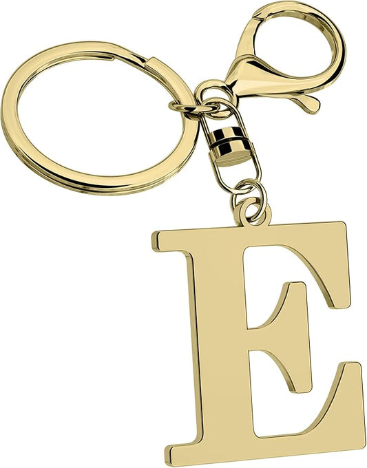 Stainless Steel Gold Letter A-Z Keychain for Women Men, Initial Letter Pendant with Key Ring, Charms for Key Backpack Bag