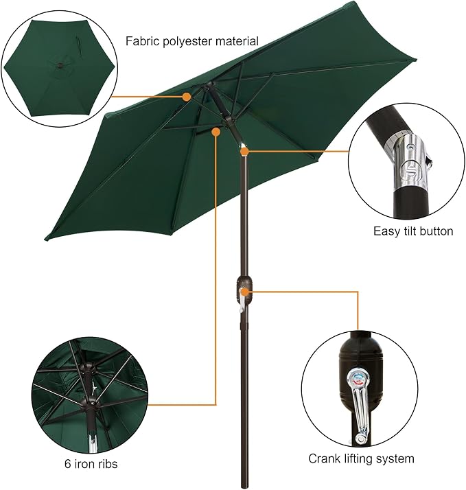 7.5 ft Patio Umbrella, Yard Umbrella, Outdoor Market Umbrella - Image 2