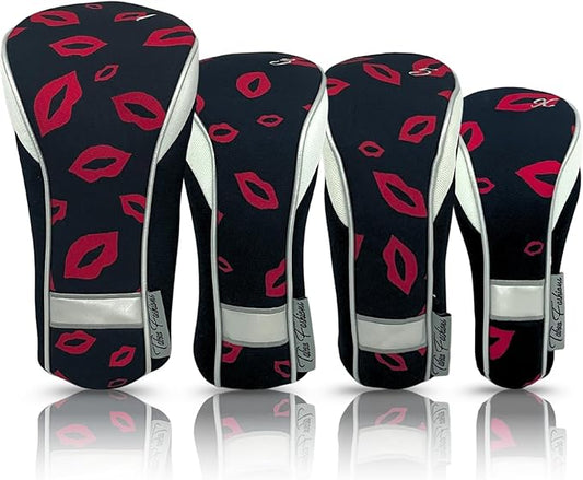 Taboo Fashions Monaco Golf Club Covers for Women - Numbered Golf Headcovers Set for Driver, Fairway and Hybrid Clubs - Weather Resistant, Pack of 4