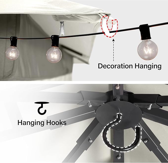 10'x12' Outdoor Gazebo, Metal Frame Heavy Duty Patio Canopy Tent Shelter - Image 3