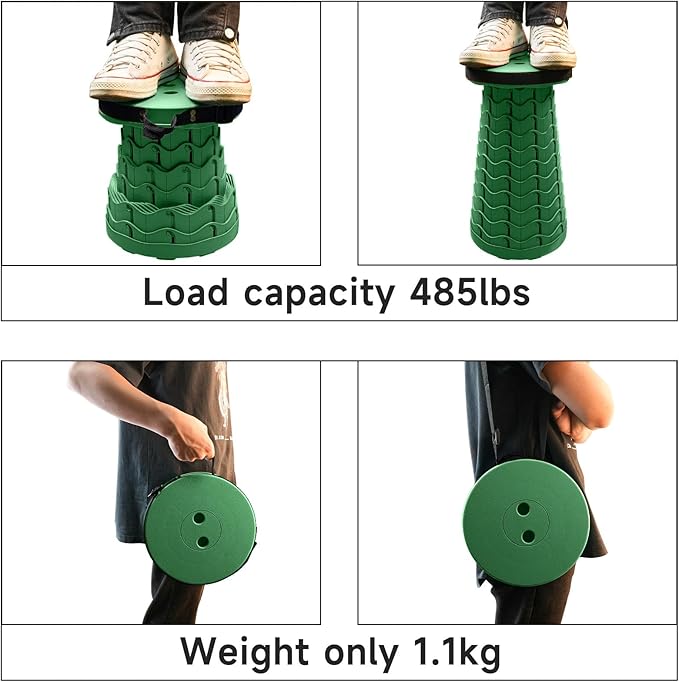 Portable & Lightweight Foldable Camping Chair for Adults, Heavy Duty Folding Stool with Adjustable Shoulder Strap, Perfect for Picnic, Beach, Backyard, and Sporting Events, Max Weight 400lbs