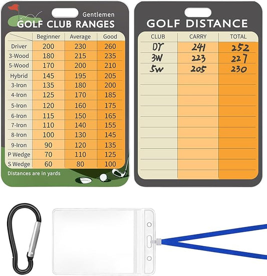 Swooflia Golf Club Distance Card - 2 Pack or 1 Pack Golf Club Range Chart Card, Swing Minder Reference & Blank Distance Yardage Scorecard, Golf Bag Accessories Gifts for Men Women Golfers