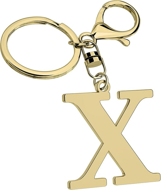 Stainless Steel Gold Letter A-Z Keychain for Women Men, Initial Letter Pendant with Key Ring, Charms for Key Backpack Bag