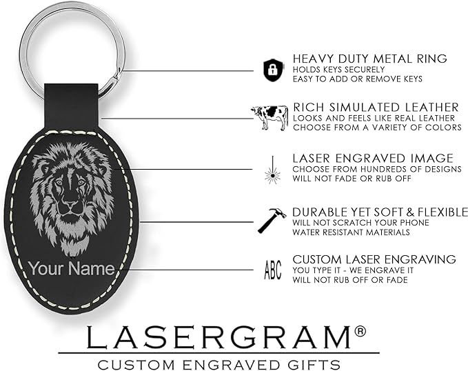 LaserGram Oval Keychain, Golfer Golfing, Personalized Engraving Included (Black with Silver)
