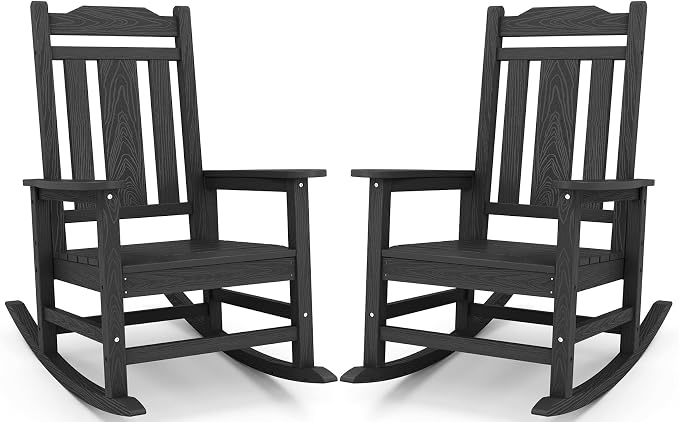 SERWALL Outdoor Rocking Chairs Set of 2, HDPE Porch Rocker Outdoor, Porch Rocker by SERWALL