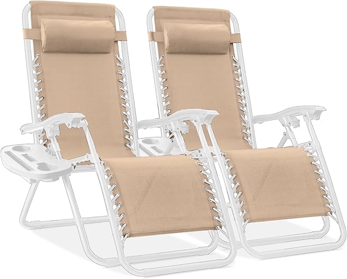 Best Choice Products Set of 2 Adjustable Steel Mesh Zero Gravity Lounge Chair by Unknown