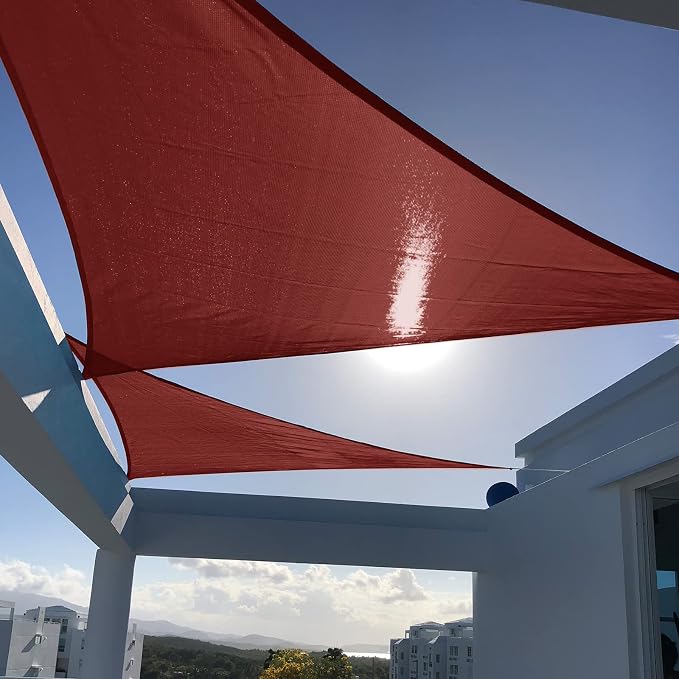 SUNNY GUARD Custom Size 16'x20'x25.6' Triangle Terra Red UV Block Sunshade by SUNNYGUARD