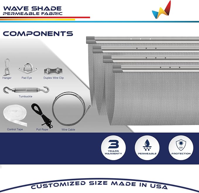 Windscreen4less 3' x 15' Retractable Sun Shade Canopy Cover Sliding Wave Shade - Image 4