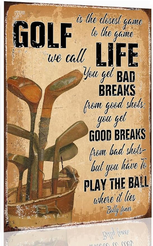 Golf Decor Signs Wall Art Golf Life Metal Tin Sign Vintage Golf Poster Golf Decoration For Home Man Cave Decor Golf Office Decoration Outdoor Indoor 8x12 Inch