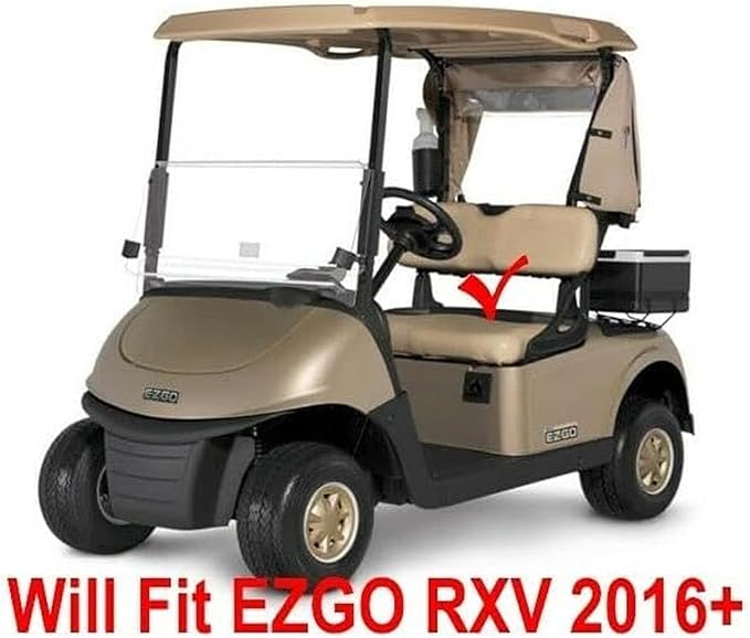 Huskey 4PCS Golf Cart Front/Rear Seat Covers for EZGO RXV 2008-UP G&E Models Custom Two-Tone Black/Orange Diamond Stitching with Orange Piping, Marine Grade Vinyl Material, Staple on Design