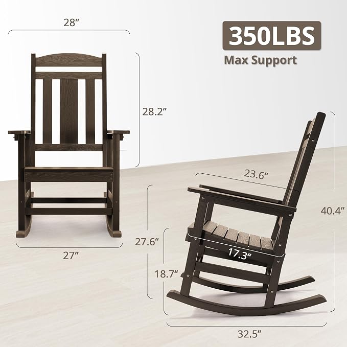 LUE BONA Outdoor Rocking Chairs Set, Poly Porch Rockers - Image 3