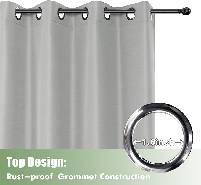 HolidayIdeas Outdoor Curtains for Patio Waterproof 6 Pcs 54x95 Inch Silver | - Image 4