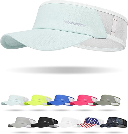 Sports Sun Visor Hats for Women Men Lightweight Breathable Cooling Stretchy Visors Foldable UPF 50+ for Running Tennis Golf