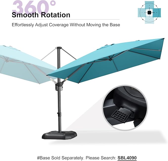 PURPLE LEAF Patio Umbrella Outdoor 10' x 10' Easy Assembly Turquoise | Built to - Image 8