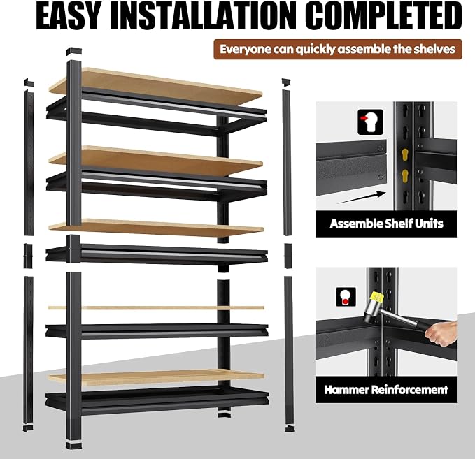 2 Pack Storage Shelves Garage Shelving, Adjustable Garage Shelves, Heavy Duty - Image 7