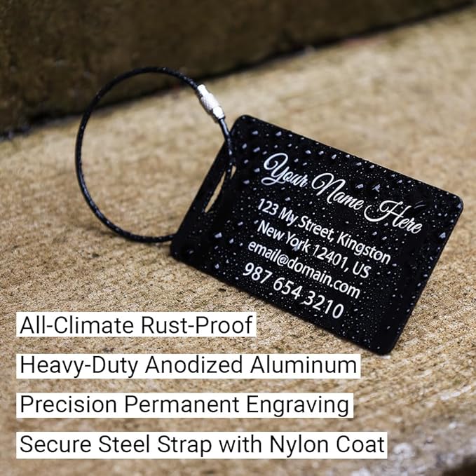 Custom Bag Tags for Luggage, Personalized Luggage Tags for Suitcases - Laser Engraved Metal Tags- Pack of 2 (Emerald Shadow, 2x3.5)