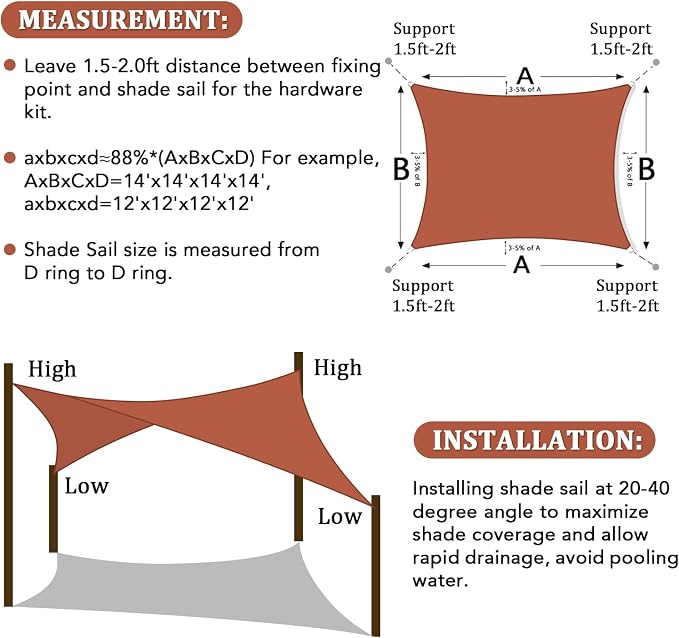 Shade&Beyond 18'x18' Sun Shade Sail Canopy Square, UV Block Breathable Curved - Image 6