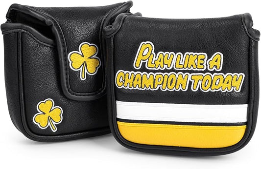 Golf Club Head Covers Premium Leather Golf Driver Fairway(FW) Wood Hybrid(UT) Covers with Number Tags, Golf Mallet Putter Cover Play Like A Champion