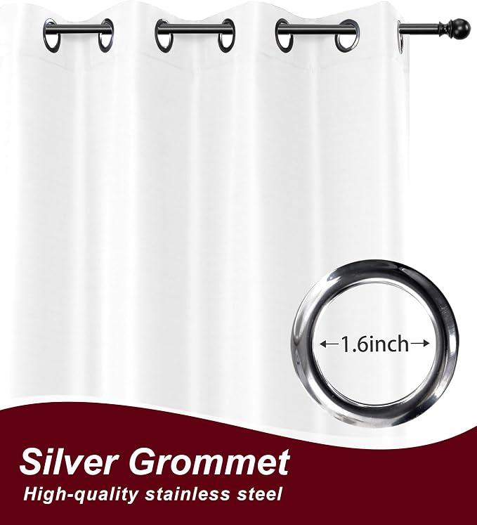 White Grommet Outdoor Curtains for Patio Waterproof 8 Pcs 54x120 In | - Image 2