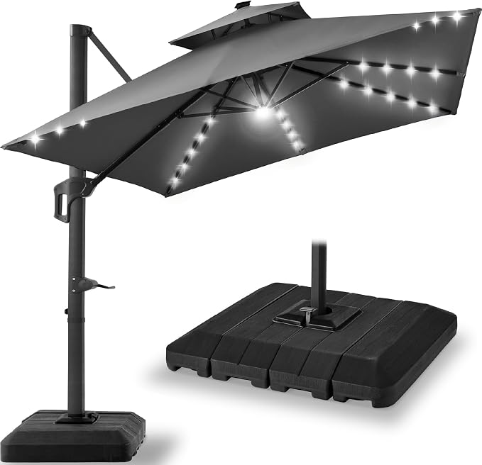 Best Choice Products 12x12ft LED Cantilever Patio Umbrella w/Base Included & by Unknown
