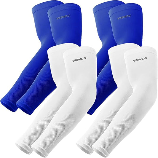 YQXCC 4 Pairs Arm Sleeves, Cooling UV Sun Protection Sports Compression Sleeves for Men Women, Golf Basketball Arm Sleeves