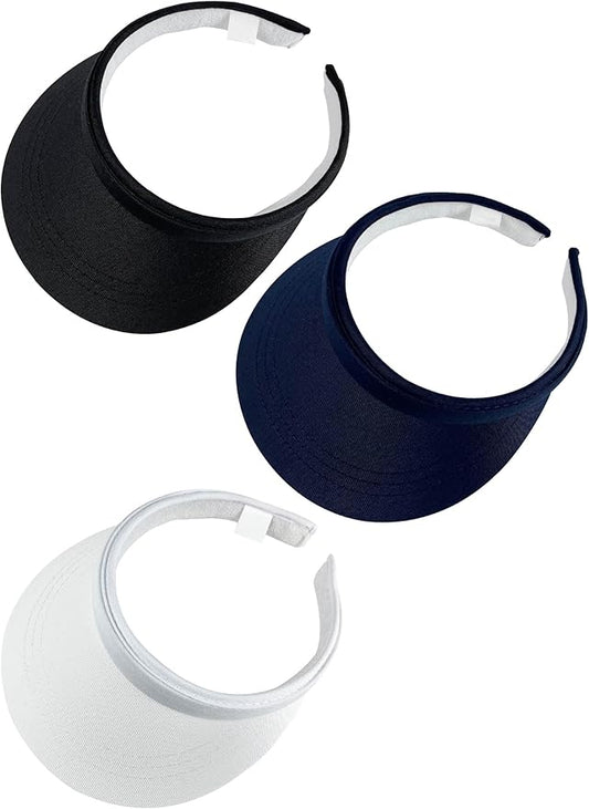3 Pack Sports Sun Visor Hat Women Men Adjustable Clip On Visors Outdoor Golf Beach Cap