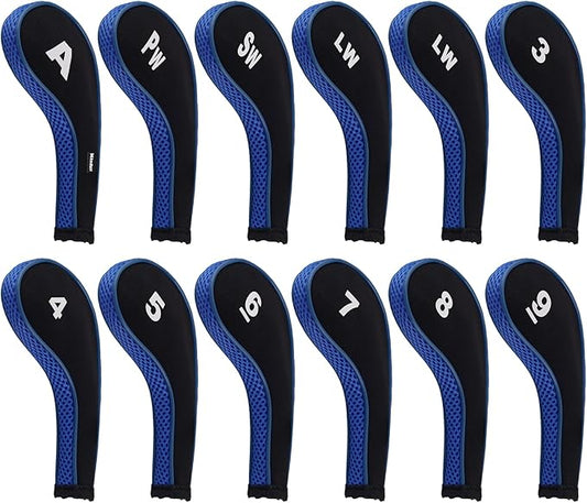 Andux Number Print Golf Iron Club Head Covers Long Neck with Zipper 12pcs/Set