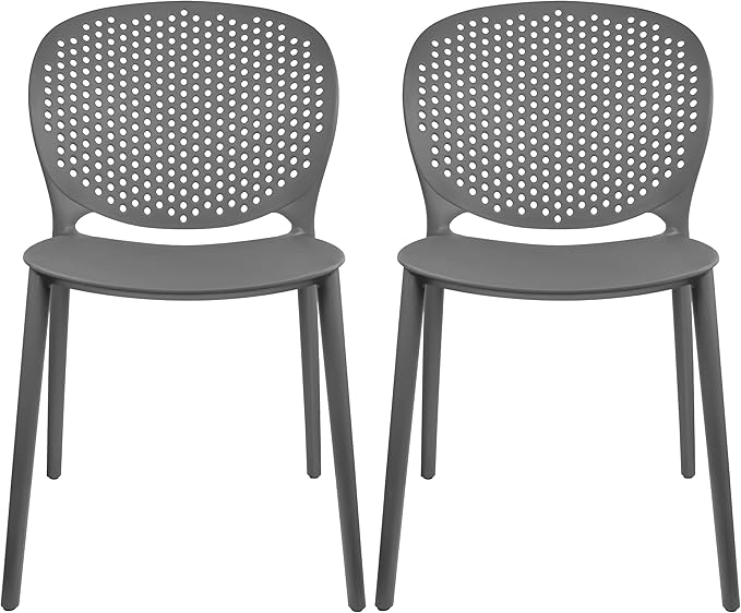2xhome Set of 2 Patio Dining Chairs | Modern Stackable Outdoor Pool Side Chair by 2xhome