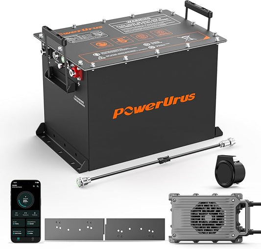 48V 100Ah Lithium Golf Cart Battery, 48V 100Ah LiFePO4 Battery, Built-in Max 300A BMS, with LCD Monitor & Mobile APP & 48V 15A Lithium Battery Charger, 4000+ Cycles, Perfect for Golf Carts
