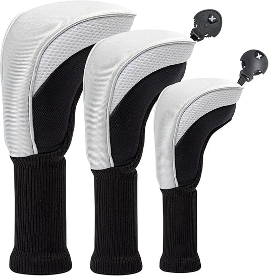 Golf Head Covers for Fairway Woods Driver Hybrids 5 Pieces Nylon Mesh Sports Fan Golf Club Headcovers-Golf Accessories for Men Women.