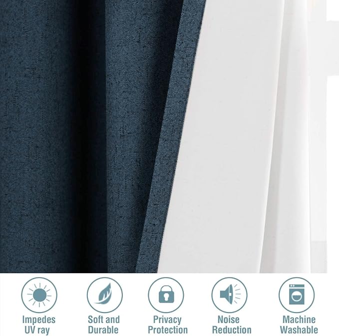 H.VERSAILTEX Linen Blackout Curtains 54 Inches Long 100% Absolutely Blackout - Image 7
