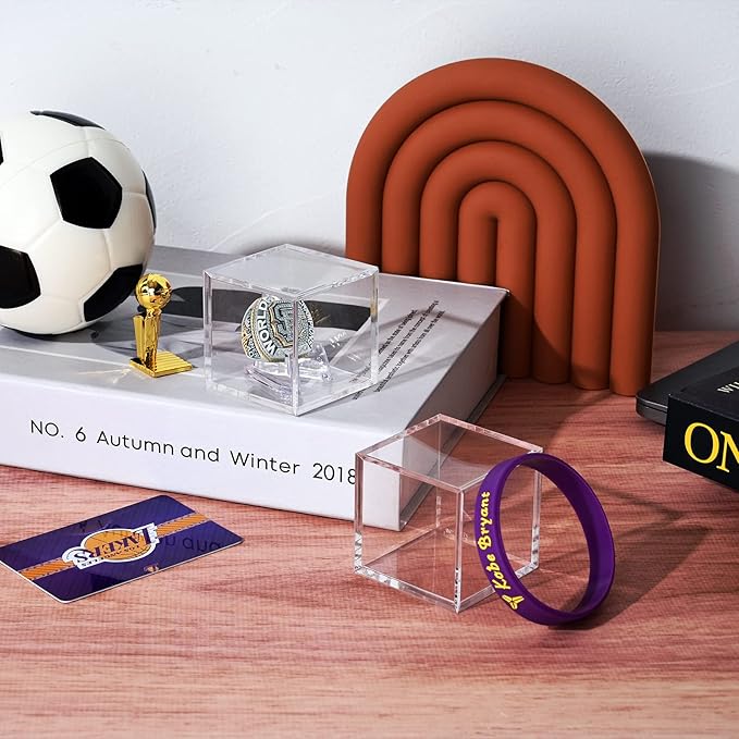 Championship Ring Display Case - Acrylic Display Box and Holder for Super Bowl, Baseball Rings - 4pcs