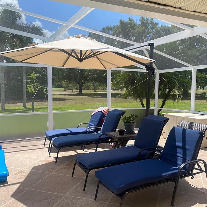 PURPLE LEAF Cantilever Umbrella 10 Feet Round Smooth 360° Rotation Beige | - Image 2