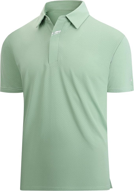 Esabel.C Jacquard Golf Shirts for Men Moisture Wicking Short Sleeve Performance Dry Fit Active Mens Polo Shirts