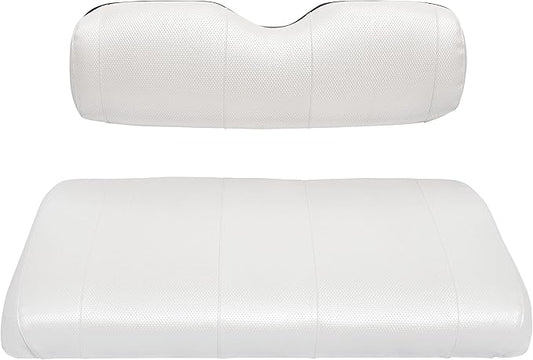 Seat Cover Replacement for Yamaha Drive or G-29 Golf Cart - Front Bench Seat - Premium Marine Vinyl - 5 Panel Stitching - Staple On Installation - Two-Tone Golf Cart Seat Covers (White)