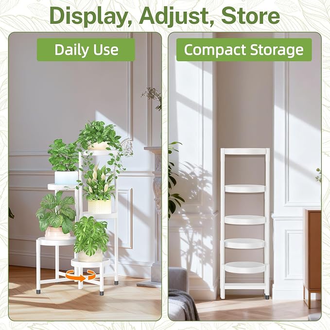 iDavosic.ly Plant Stand Indoor Outdoor, 5 Tier Metal Corner Shelf, Folding - Image 8