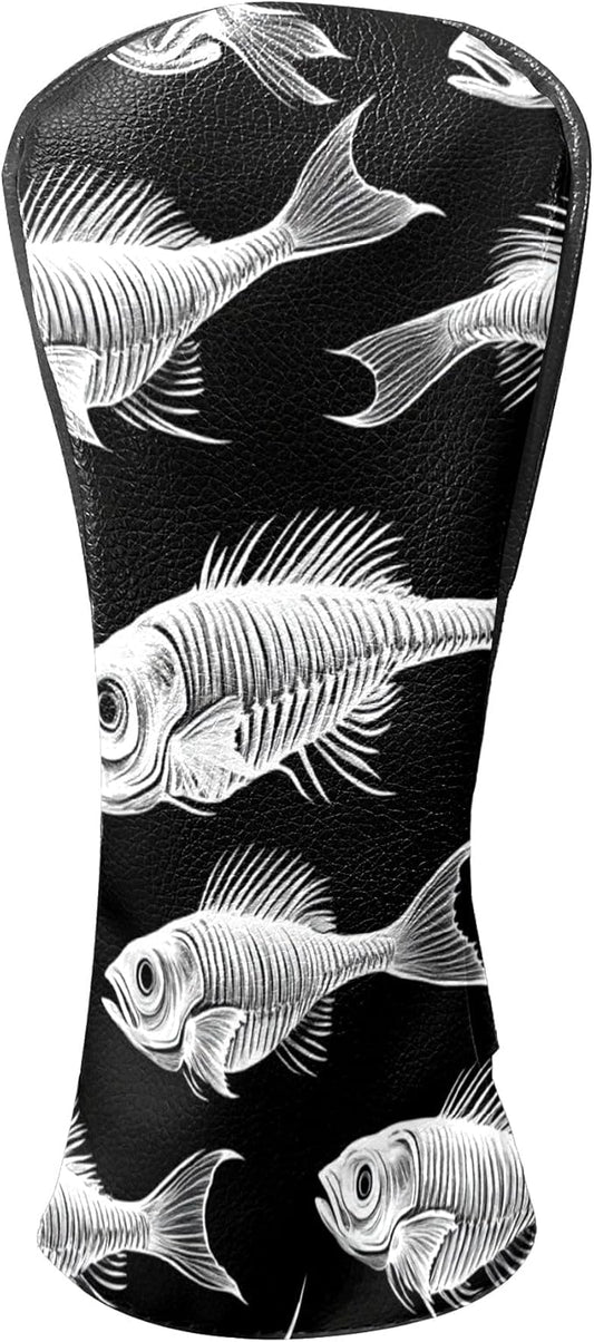 Golf Club Covers PU Leather Waterproof Golf Club Head Covers for Fairway Woods and Driver White Fishbone Pattern Driver Cover Suitable for Most Brands