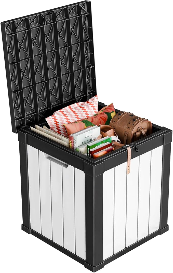 PatioZen 51 Gallon Resin Deck Box, Lockable Patio Outdoor Storage Box by OutdoorLivingPerfected