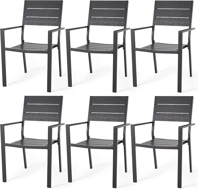 AECOJOY 4 Pieces Outdoor Dining Chairs, Aluminum Frame Stackable Patio Chair by AECOJOY