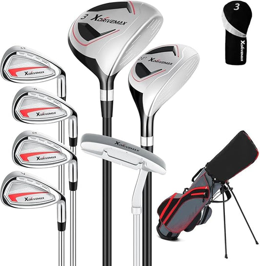 8 Pieces Complete Golf Club Set for Men Left or Right Handed – Mens Golf Clubs Full Set with Fairway Wood, Hybrid, Irons, Putter & Lightweight Bag – Beginner Friendly, Best Value, Distance & Accuracy