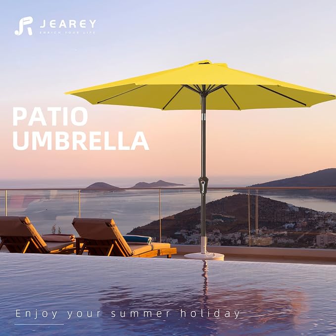 JEAREY 9FT Outdoor Patio Umbrella, Market Umbrella, Tilt & Crank UV Protection - Image 7