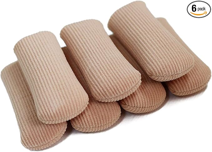 ERGOfoot 6 Pack Toe Caps Close Finger Toe Sleeve Tubes Toe Protectors Gel Rubbing Tube to Prevent Bunions, Hammertoes, Callus, Corn, Blisters(Diameter 2.0cm)