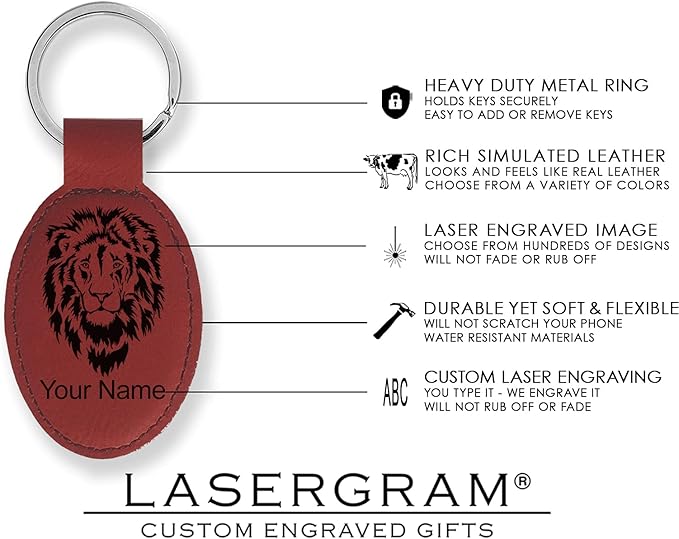 LaserGram Oval Keychain, Off Road Racer, Personalized Engraving Included (Burgundy)
