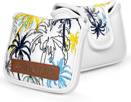 Golf Club Head Covers 3 Wood Headcover Hawaii Coconut Tree Style Elegant Embroidery Premium Leather Waterproof Driver Cover Fairway Wood Cover Hybrid Cover with Number Tags