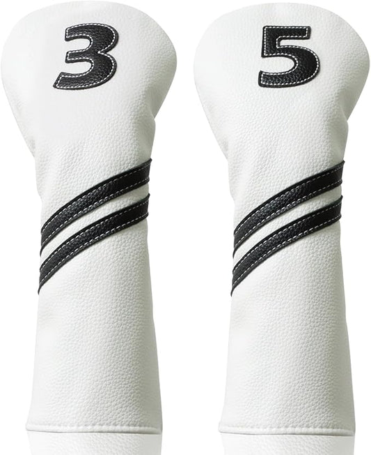 Golf Club Covers,4pcs or 1pc Golf Headcovers for Woods and Driver Fairway Hybrids Women Men - Premium PU Leather with Interchangeable Tags & Magnetic Blade and Mallet Putter Covers