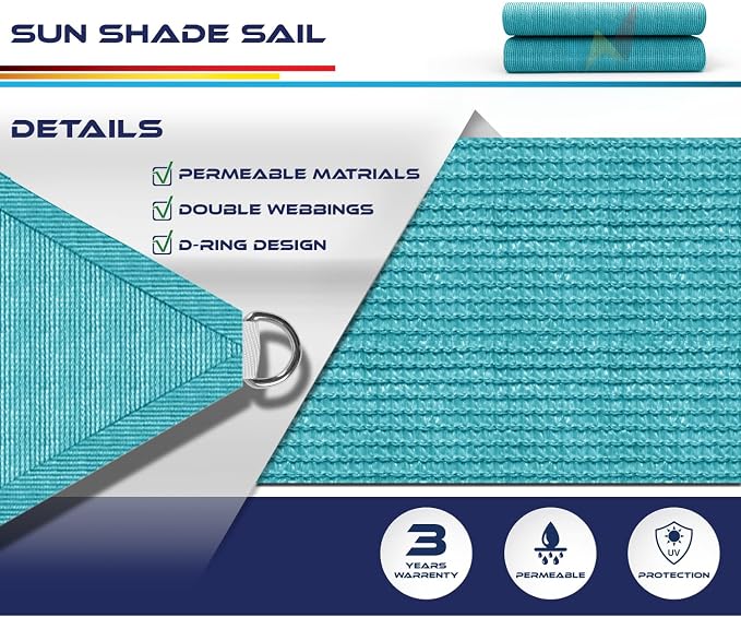 Windscreen4less 26' x 26' x 26' Sun Shade Sail Triangle Outdoor Canopy Cover UV - Image 3